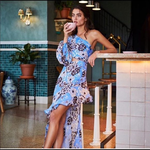 Alexis one shoulder blue/floral dress - Picture 2 of 4